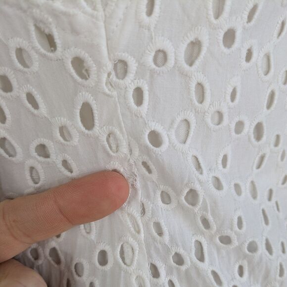 Eyelet Mini Dress 4 White Cottage Bride Rehearsal Beach Graduation Rush Beach - Picture 13 of 13